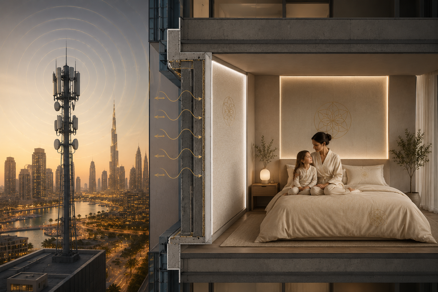 Woman and child resting in a Luphiion-designed bedroom